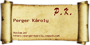 Perger Károly névjegykártya